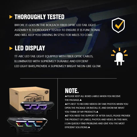 Ford Mustang Headlamp Upgrade With Sequential Animation, Slick Led Front Light For 2015-2026 Mustang GT EcoBoost Premium, 2016-2022 Shelby GT350 GT350R GT500, DRL Turn Signals, Custom Accessories MC Version packaging and features
