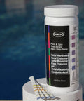 Container of 7-Way Pool And Spa Test Strips For pH, Total Chlorine, Free Chlorine, Bromine, Alkalinity, Total Hardness, Cyanuric Acid