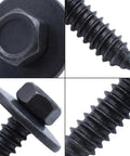 Beefy Hex Head Screws And Fasteners Kit For Splash Shield And Underbody Engine Covers Mercedes Benz 20 Piece Universal Metal Bumper Trim Bolts Set For Various Models, black hex screw close-up