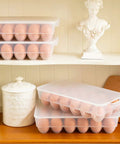 Covered Egg Holder For Fridge That Keeps Up To 18 Eggs Fresh, Heavy Duty Plastic Egg Storage Organizer on shelves