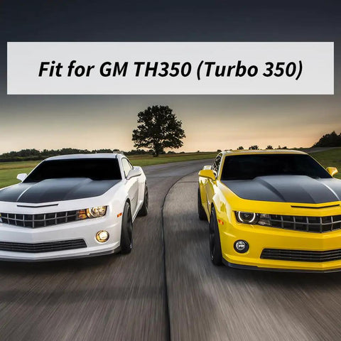 Two sports cars on a road fitting GM TH350, showcasing compatibility with Six Piece Speedometer Driven Gear Kit For GM Transmissions.