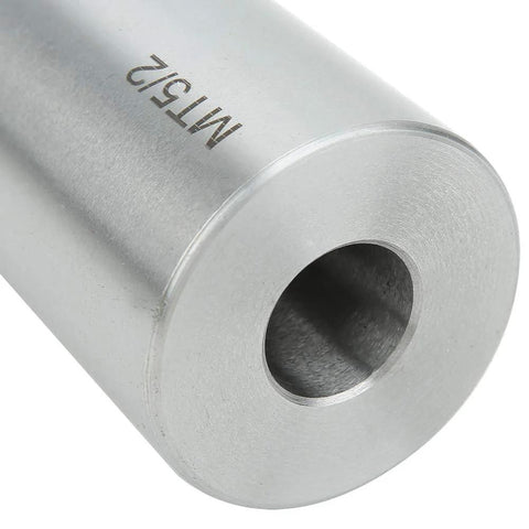 Amazon taper reducing adapter drill sleeve MT5 to MT2, silver metal, precision machined, close-up bore view