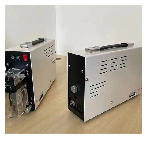 Heavy Duty Electric Wire Stripper Machine For Fast Cable Prepping, showing two machines with digital display and handles on workshop table.