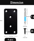 4 Pack Stainless Steel Mending Plates 3.94 Inch By 1.97 Inch With Holes Black Finish for Furniture Repairs