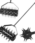 Beast Of A Heavy Duty Manual Lawn Aerator Roller With 17 Inch Push Spike Design Adjustable Steel Handle For Home Lawns