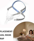 Image of Replacement Nasal Guard Headgear For Mirage FX Universal Fit Elastic Breathable Strap showing usage in a bedroom setting