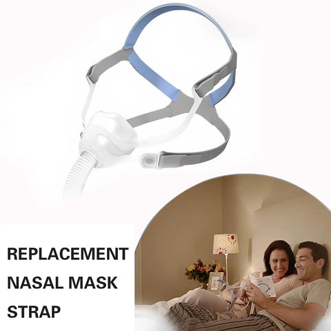 Image of Replacement Nasal Guard Headgear For Mirage FX Universal Fit Elastic Breathable Strap showing usage in a bedroom setting