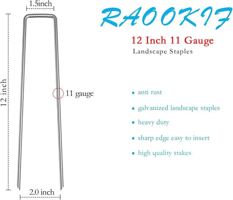 12 Inch Galvanized Garden Landscape Staples Heavy Duty 11 Gauge Ground Stakes For Hoses Cords Fences And Lawn Fabric Pins