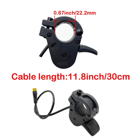 Thumb Throttle For Electric Bike And Scooter Easy Install Left Or Right 22 Millimeter Handlebar Clamp With Waterproof 3 Pin Connector Smooth Acceleration And Responsive Throttle Control, 22.2mm clamp with 30cm cable