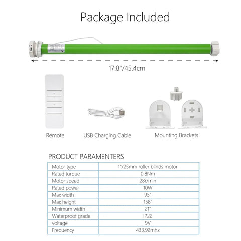 Roller Tubular Motor With Built In Battery No Wiring Required Wireless App Or Timer Control Alexa And Google Home Compatible Retrofit Blinds Motor For Clutch Shades Diy Install Three To Six Month Battery Life Smart Home Ready package