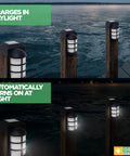 Solar Post Cap Lights For 4x4 Posts Outdoor Black LED Waterproof Nautical Deck Fence Garden Lighting on dock posts day/night