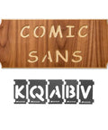 Interlocking Router Letter Templates For Custom Wooden Signs In Comic Sans Font 2-1/4 Inch Height with wooden sign and stencils.