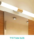 Dimmable 6W Tubular LED Bulbs 60W Equivalent, 2700K warm light, frosted finish T10 bulb mounted above mirror