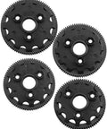 Four black nylon spur gears for 1/10 Slash Rustler Stampede Bandit 2WD RC Car, sizes 48P 76T 83T 86T 90T, durable upgrade parts.
