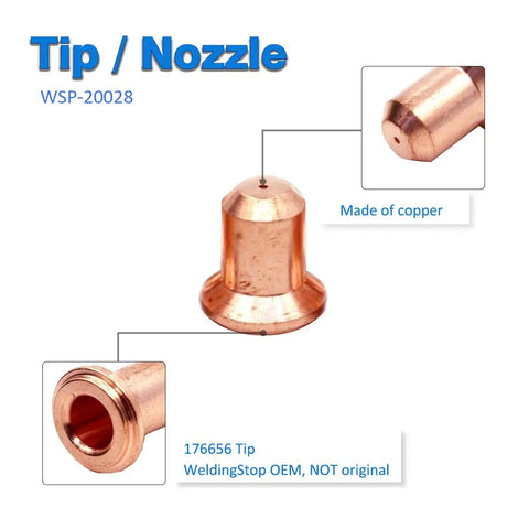 Copper tip from Miller Spectrum 375 Xtreme Plasma Cutter Pro Grade 176655 Electrodes 10 Pack And 176656 Tips 10 Pack Replacement Kit
