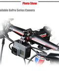 CNC Aluminum Bicycle Handlebar Stem Mount Rack for Sports Cameras With Quick Release and Headlight Bracket Anodized Black