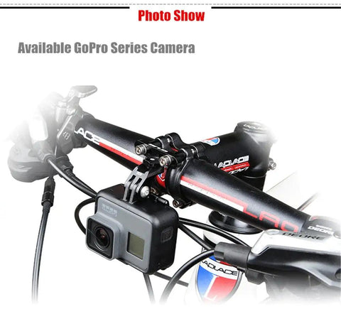 CNC Aluminum Bicycle Handlebar Stem Mount Rack for Sports Cameras With Quick Release and Headlight Bracket Anodized Black