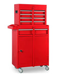 Detachable 3 Drawer Tool Chest With Large Storage Cabinet And Adjustable Shelf Heavy Duty Red Black Rollin Garage Workshop Organizer For Tools Hardware And Gear on wheels
