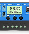 30A PWM Solar Charge Controller For 12V And 24V Systems With Dual USB Ports, Clear LCD Display, Auto Parameter Memory
