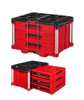 Packout Compatible 3 Drawer Tool Box With Lockable Security Bar 50 Lbs Capacity Red And Black Durable Tool Chest Interior Organizer