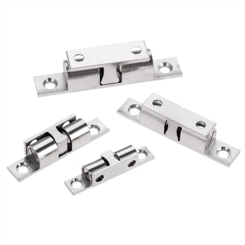 Heavy Duty Double Ball Spring Clip Sliding Door Lock And Gate Bolt Built Tough For Bulletproof Cabinet Latching with chrome finish parts