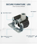 Four Point Nine Two Inch Adjustable Furniture Leveling Leg With PP Plastic Replacement Foot for cabinets, wardrobes, and tables