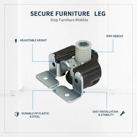 Four Point Nine Two Inch Adjustable Furniture Leveling Leg With PP Plastic Replacement Foot for cabinets, wardrobes, and tables