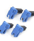 Four Pack ABS Oil Pipe Clamps For Car Repair And Maintenance, blue high strength plastic clips in various sizes angled view