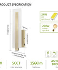 Tipace Hardwired Antique Bronze Modern LED Wall Sconce Indoor Wall Light specifications showing dimensions and features.
