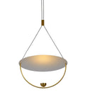 16 Inch Integrated LED Pendant Lighting Fixture In Antique Brass With Adjustable Cable Height For Sloped Ceilings Dimmable
