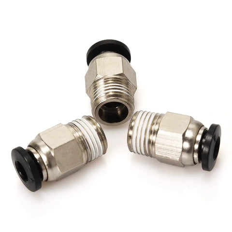 Go-To Pneumatic PC4-M10 Bowden Tube Fittings Straight Quick Connectors for E3D V6 Bowden Extruder PTFE Tube 4mm OD Ender-3 Ender-3 V2 CR-10 Compatible 1.75mm Filament Printers Pack of 10, metal fittings