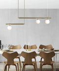 Three Light Glass Globe Linear Chandelier In Gold Finish Pendant Light For Living Room Dining Room Kitchen Island Modern Industrial Ceiling Fixture With Gold Glass Shade Options And Easy Install Mounts over dining table