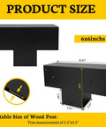 Image showing dimensions of Beefy Pergola Bracket Kit 2 Pack 3 Way T Shaped Wood Brackets For Six By Six Lumber with measurements and thickness.