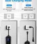 Dual charging modes for Portable Level 1 And 2 EV Charger With 25 Ft J1772 Cable And Dual NEMA Adapters For Home Electric Vehicles Featuring Smart LCD Display