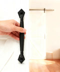 12 Inch Rustic Barn Door Handles Easy Install Heavy Duty Barn Door Pull For DIY Sliding Doors Gates Sheds And Garages Round Solid Metal Construction In Matte Black Finish Includes Mounting Hardware For Quick Installation And Rust Resistant Finish