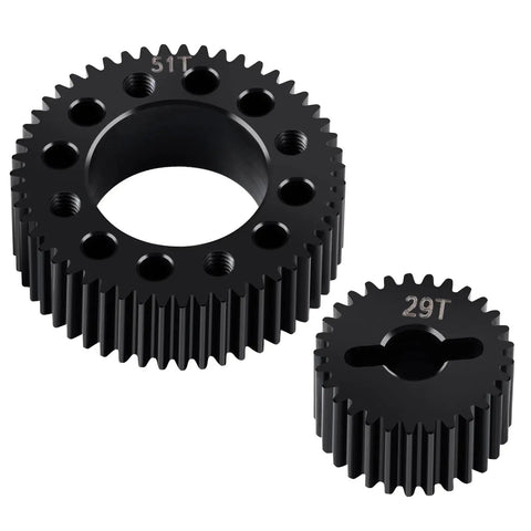 Stealth X Drive Gear Set for Element Enduro 1 by 10 RC Truck, steel transmission gears 51T and 29T, black color.