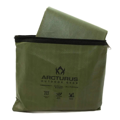 Insulated Tarp Survival Blanket For Camping And Emergency Prep Reusable Heavy Duty Thermal Shield 60x82 Inches Olive Green in pouch