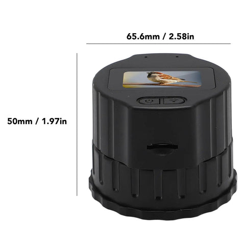 Wireless Telescope Eyepiece Camera With 16MP Sensor For Astronomy, with display showing a bird, dimensions noted.