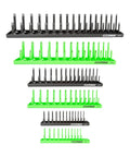 Six Tray Socket Organizer For SAE And Metric Sockets Fits One Quarter, Three Eighths, And One Half Inch Drives Stores 40 Deep Well And 40 Shallow