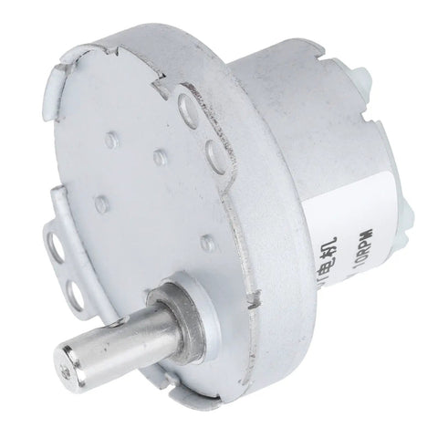 Hard Working 12 Volt Dc Gear Motor With Serious Torque And Low Power Draw Js 50T Micromotor close-up view of shaft and motor casing.