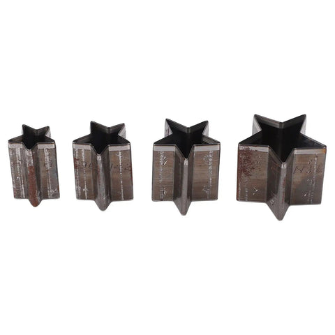 Leather Die Set For Cutting Pentagrams In Four Sizes with metal star-shaped punches