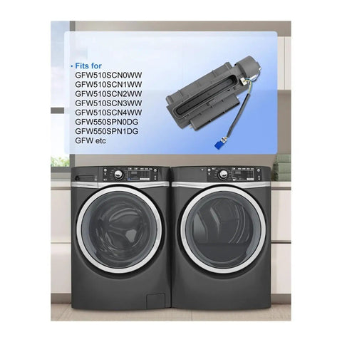 Vent Duct Damper Flap For Front Load Washers WH16X29509 Replacement Quick Fit And Humidity Control Regulates Tub Vent Airflow To Prevent Moisture BuildUp Durable Laundry Appliance Part For Efficient Drying And Longevity, shown with compatible washer models