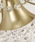 Close-up of Modern Crystal Wall Sconce With E27 Socket For Bedroom And Living Room featuring golden bell shade and crystal accents.
