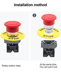 Red Mushroom Head Emergency Stop Push Button Switch 1 Pack Heavy Duty Metal Body With High Conductivity Built To Last Stop Button for Machinery Safety and Control Corrosion Resistant, rotary install
