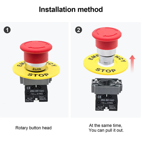 Red Mushroom Head Emergency Stop Push Button Switch 1 Pack Heavy Duty Metal Body With High Conductivity Built To Last Stop Button for Machinery Safety and Control Corrosion Resistant, rotary install