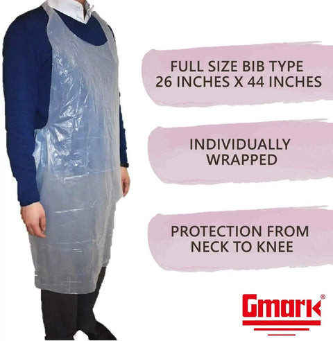 Poly Disposable Apron Individually Wrapped 40 Count Waterproof PE From Neck To Knee Full Size Bib Type 28 Inches By 46 Inches Ideal For Food Prep Cooking And Grilling Mess Free Cleanup