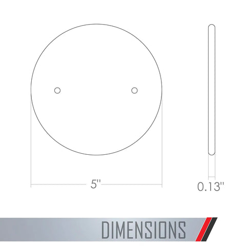 5 Inch Round Blank Plate With 4 Inch Box Mount White Textured Finish For Standard Electrical Boxes, dimensions illustration