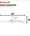 52 Inch Outdoor Ceiling Fan Without Light for Patio or Porch, Wet Rated, Tri-Mount Traditional Five-Blade Design, White Finish