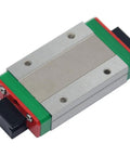 MGN15H Carriage Block for Linear Rail Guide Replacement and Upgrade Kit shown in silver with green and red ends