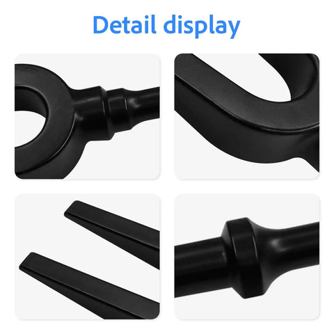 Pneumatic Ball Joint Separator Fork Set 17mm And 24mm For Air Hammer Auto Shop Pickle Forks With 15/16 And 11/16 Inch Sizes Heavy Duty Vehicle Tie Rod And Ball Joint Tool For Stubborn Joints And DIY Shop Projects At Home black steel fork tips and shaft close-up